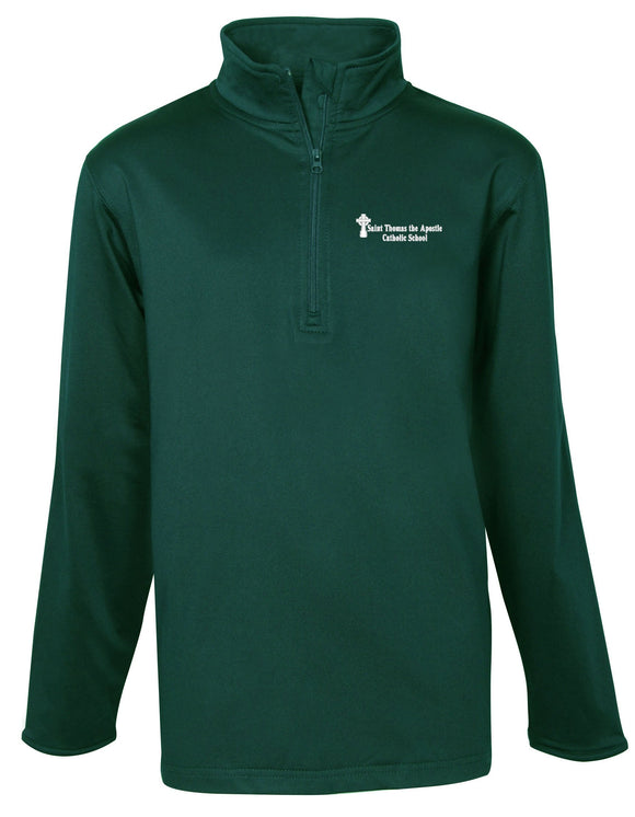 Youth Unisex Green Pullover 1/4 zip- St. Thomas the Apostle