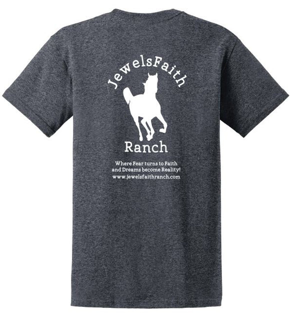 Jewels Faith Ranch-Adult and Youth-T Shirt- Charcoal Heather