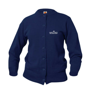 Crew Neck Navy Sweater w/Buttons- St. Paul the Apostle