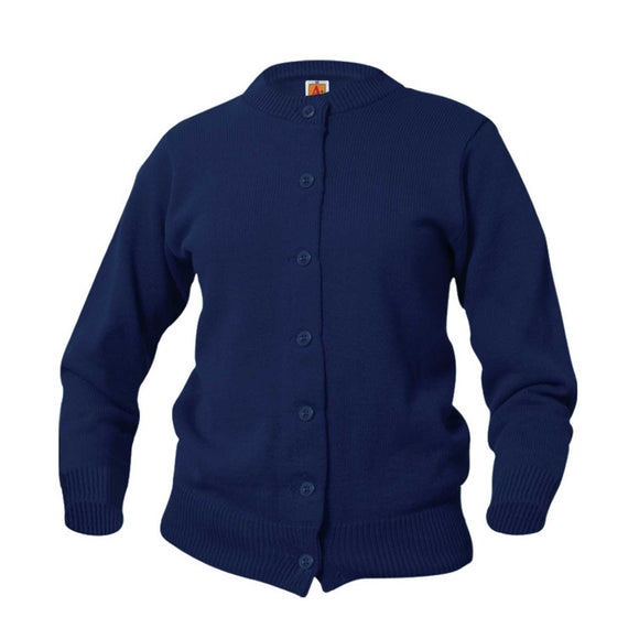 Crew Neck Navy Sweater w/Buttons- IHM GR