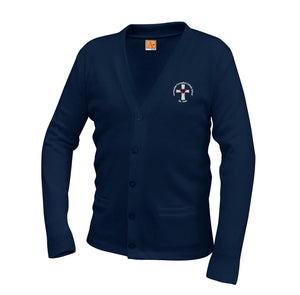 V-neck Navy Sweater Card wPkt- Immaculate Conception