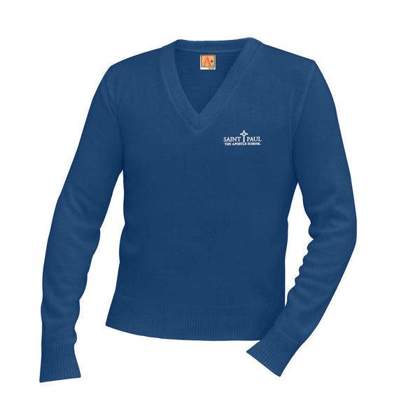 V-Neck Navy Sweater Pullover- St. Paul the Apostle