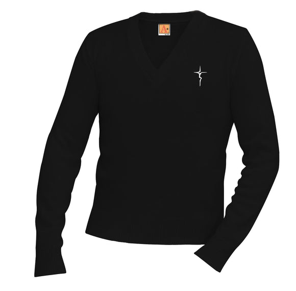 V-Neck Navy Sweater Pullover- Lansing Catholic